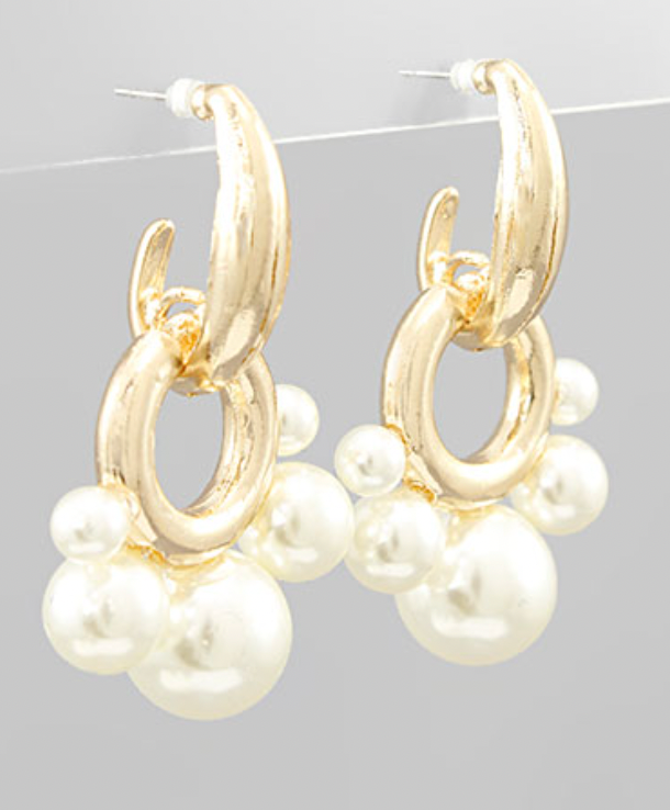 Pearl Ball Circle Earrings