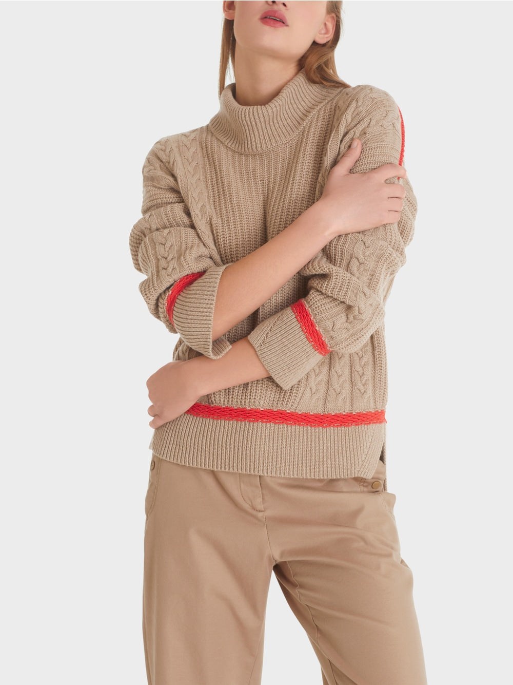 Turtleneck Sweater w Orange Detail