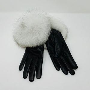 Leather Gloves w/ Fox Trim