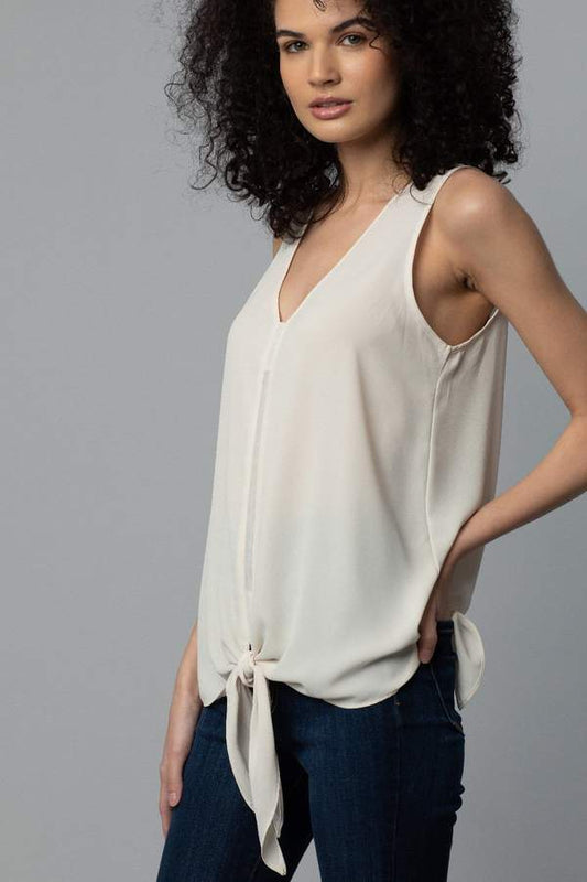 Sleeveless Tie Front Top